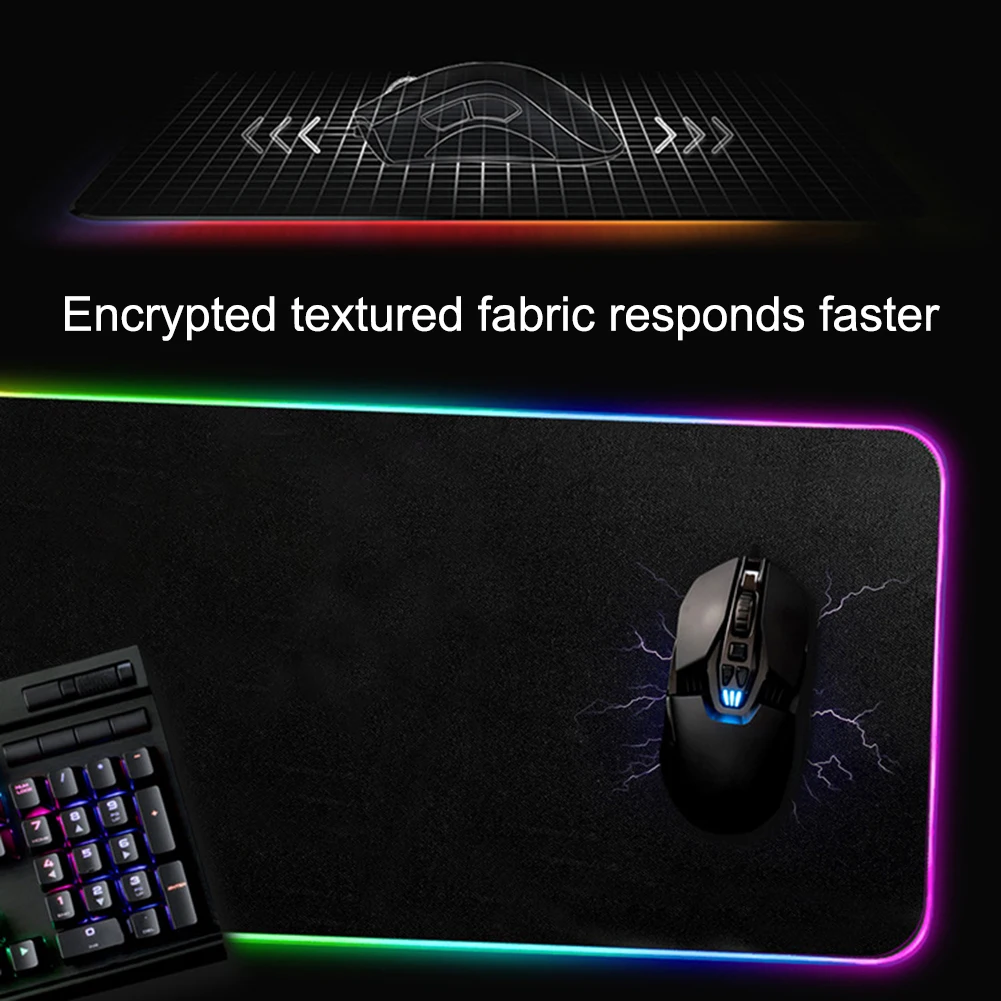 900*400 большой RGB коврик для мыши геймерский коврик для мыши блокированный светодиодный резиновый коврик для игровой мыши Противоскользящий коврик для компьютерной мыши