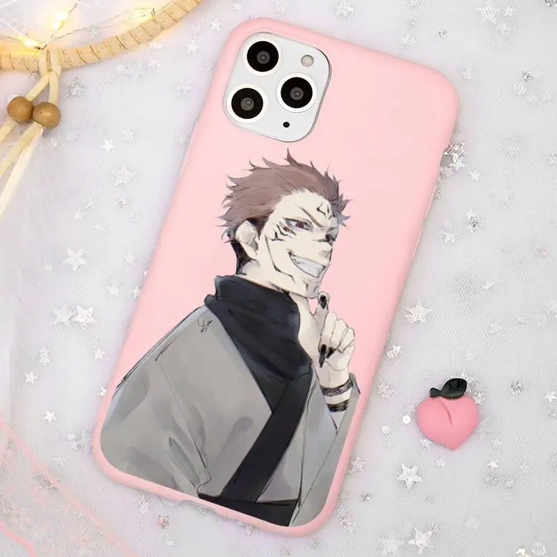 

Jujutsu Kaisen Satoru Gojo anime Phone Case Candy Color Pink for iPhone 11 pro XS MAX 8 7 6 6S Plus X 5S SE 2020 XR