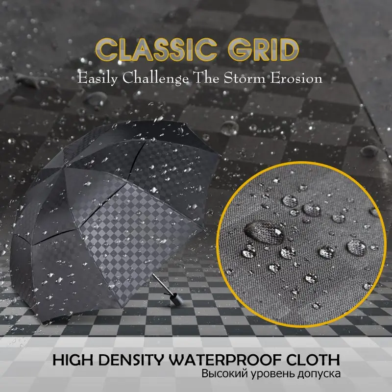 Двухслойный Ветрозащитный Зонт от дождя для мужчин и женщин складные деловые Зонты 10K Мужской зонтик в