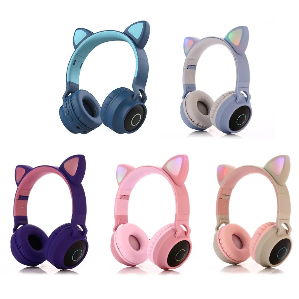 

Cute Cat Ear Headset Wireless Headset Headphones 5.0 Bass Foldable Stereo Headphones Gaming Headphones For Cell Phone