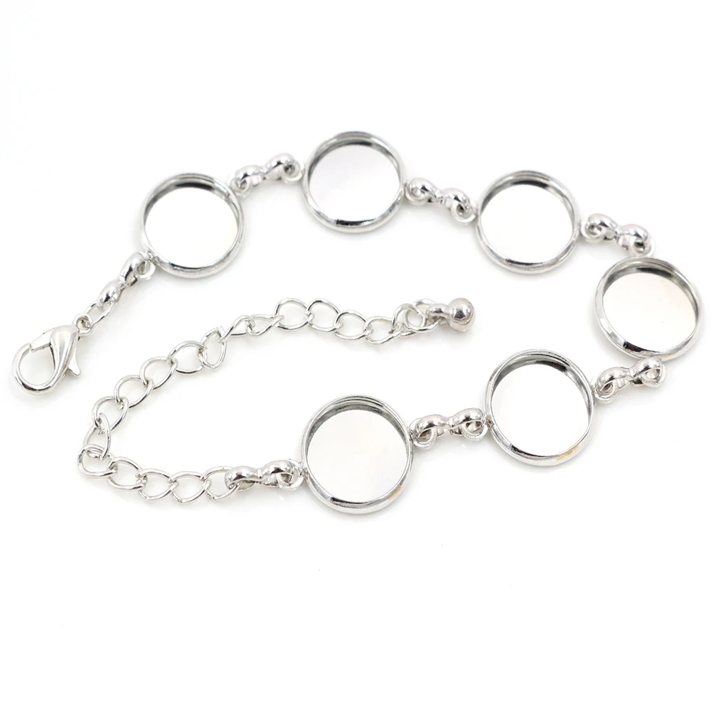 New High Quality 2pcs 12mm 3 Colors Plated Six Cameo Bangle Base Bracelet Blank Findings Setting Cabochon | Украшения и
