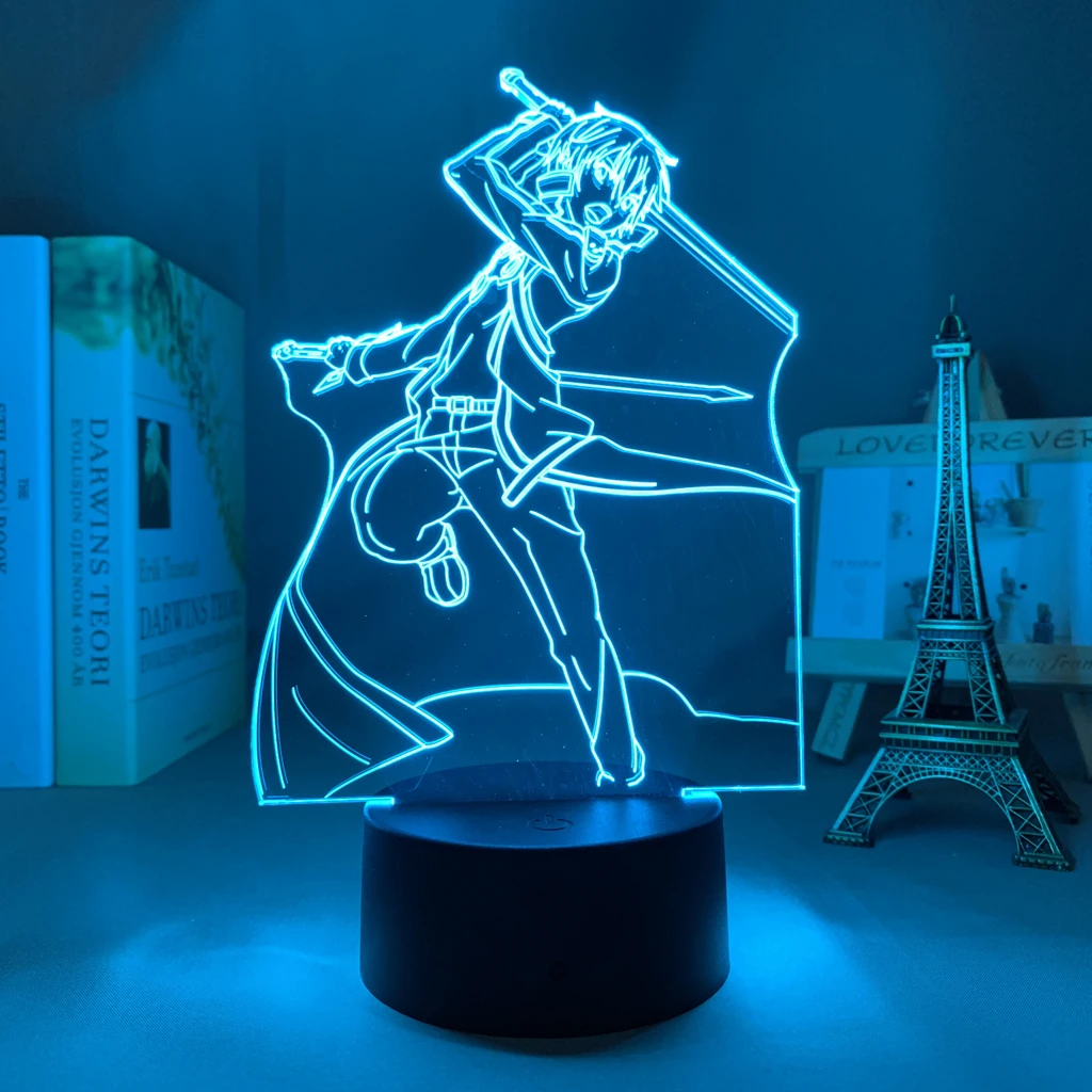 

Acrylic Led Light Anime Sword Art Online Kirito Badass Figure for Bedroom Decor Nightlight Birthday Gift Room 3d Lamp Manga SAO