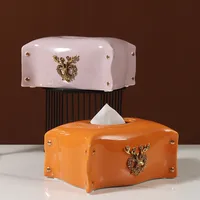 Tissue Box Bathroom Ceramic Organizer Paper/Rack Holder Removable Waterproof Function For Living Room Table Useful Elk Style