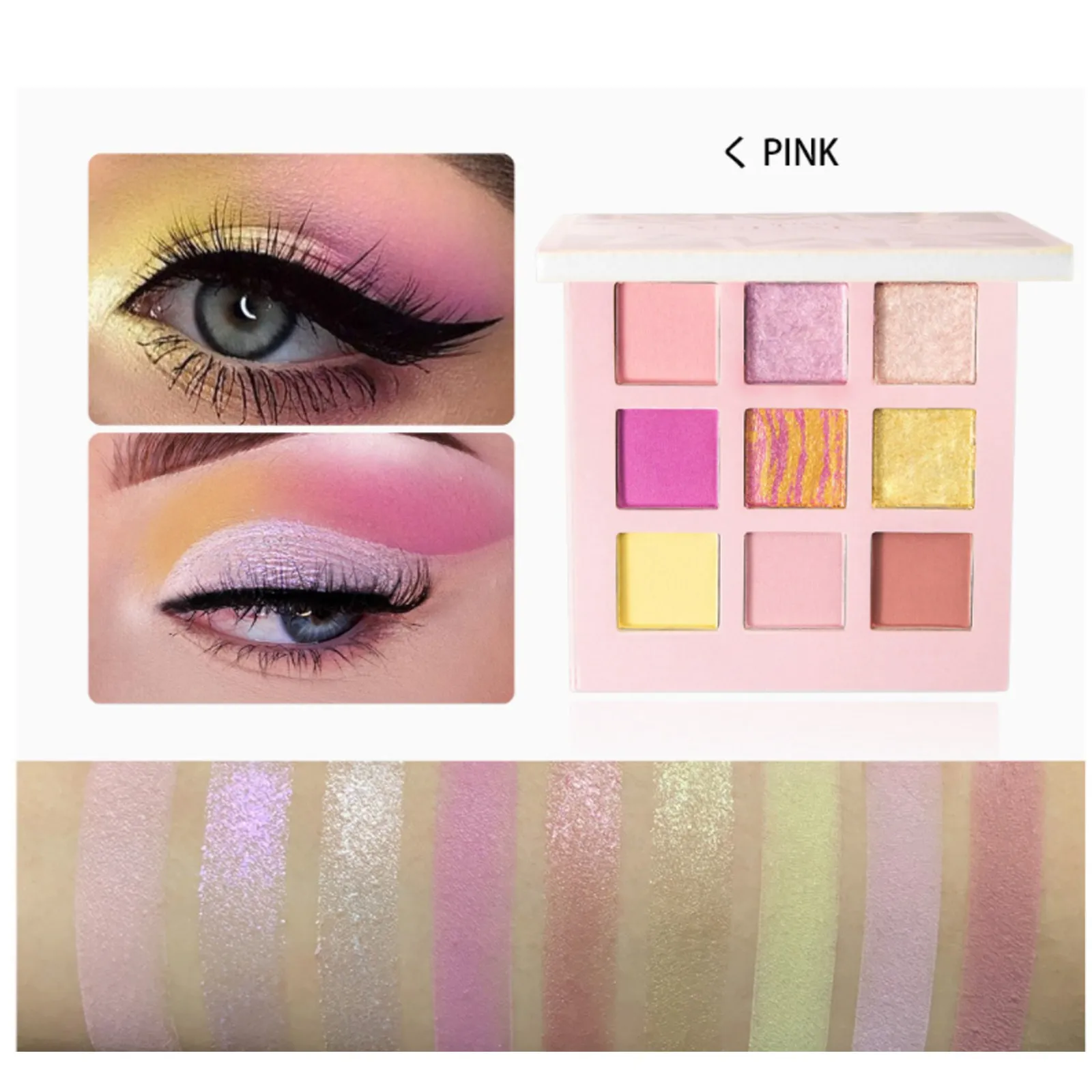 Палитра теней для век 9 цветов Nude Shining с перламутровым блеском и глиттером, водостойкая косметика.