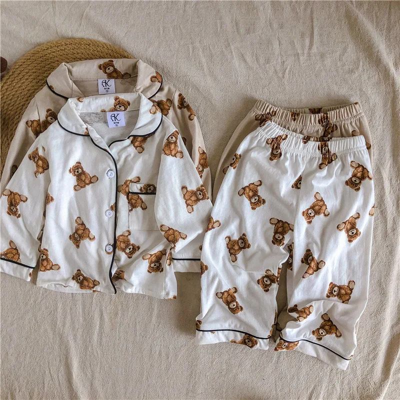 Новый весенний детский пижамный комплект MILANCEL 2022 костюм с медведем хлопковая