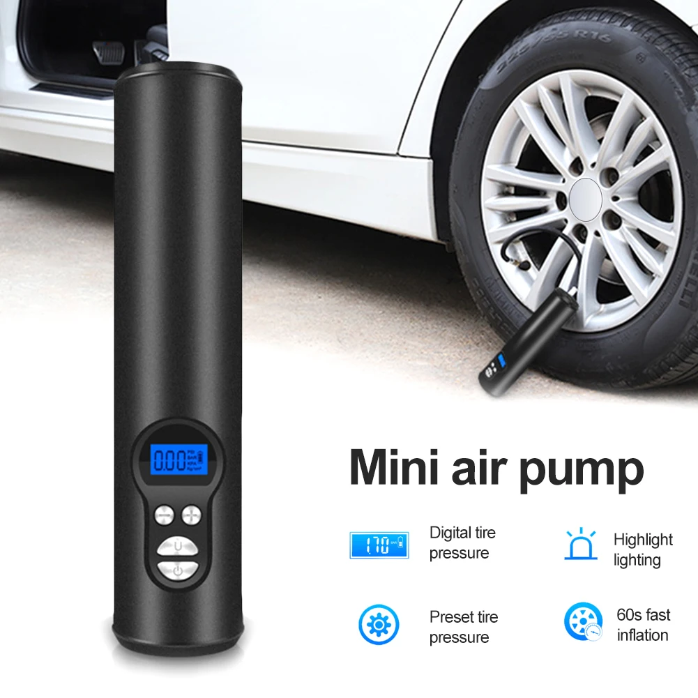 Comprar Compresor De Aire Portátil Para Coche, Mini Bomba Eléctrica Inflable Recargable Con Luz LED De Emergencia, 12V, 150PSI