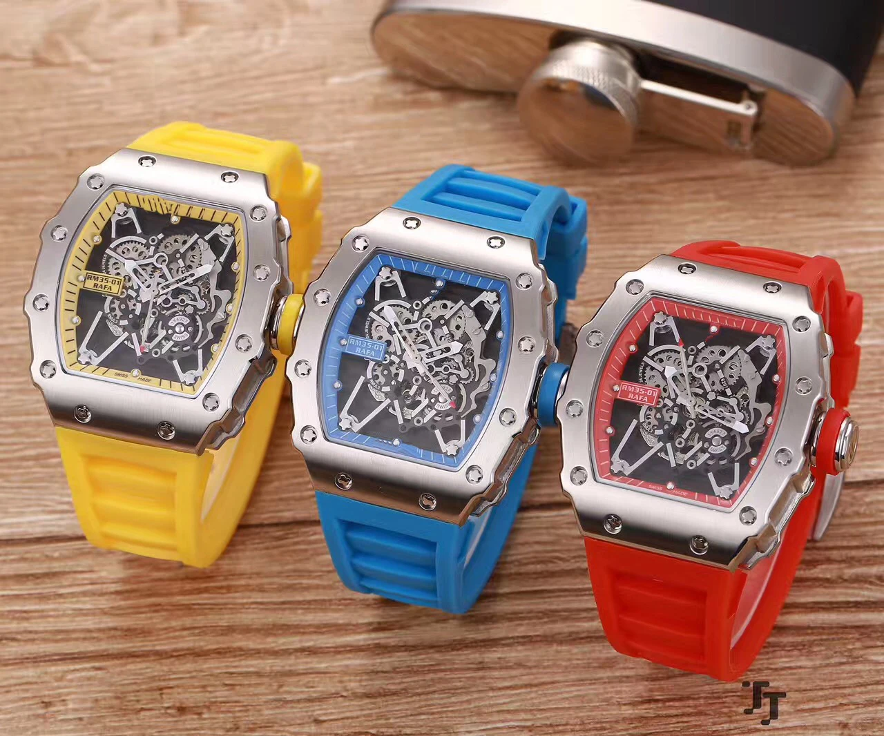 

Classic New Men Watch Rubber Sapphire Stainless Steel 904L Automatic Mechanical Silver Tourbillion Skeleton Watches Limited