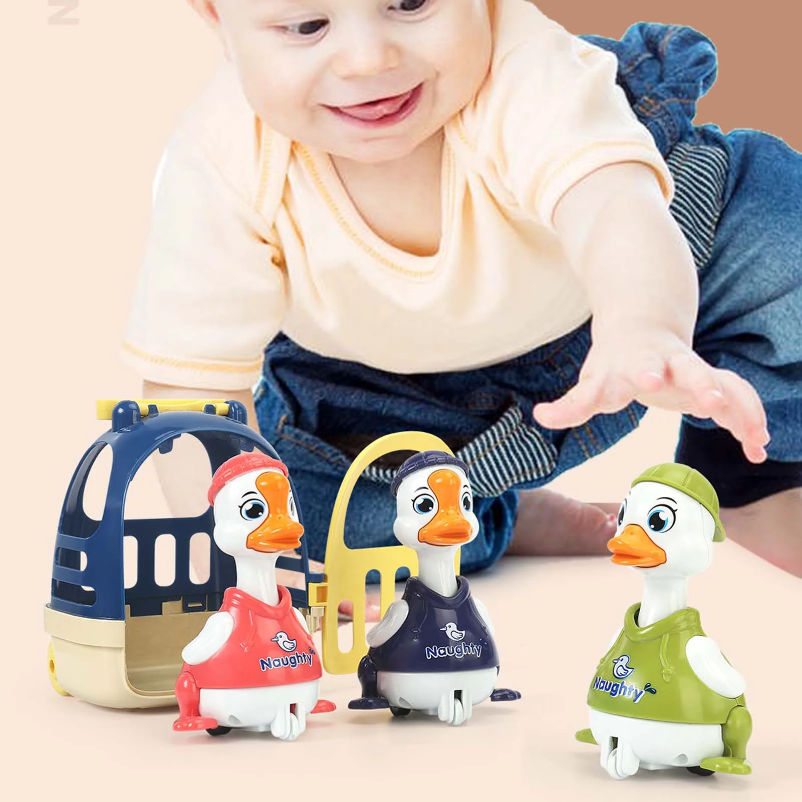 

Pressing Duck Car Inertial Pull Back Baby Pull-back Car Pressing The Head Will Move Clockwork Kids Educational Toys