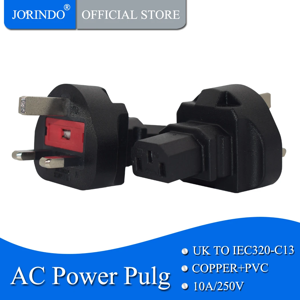 

JORINDO UK Male to IEC 320 C13 Adapter,UK 3Pole male to IEC female adapter