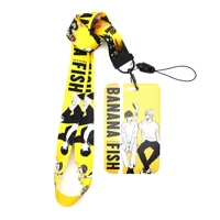 anime lanyard banana fish neck strap rope for mobile cell phone id card badge holder with keychain keyring gift