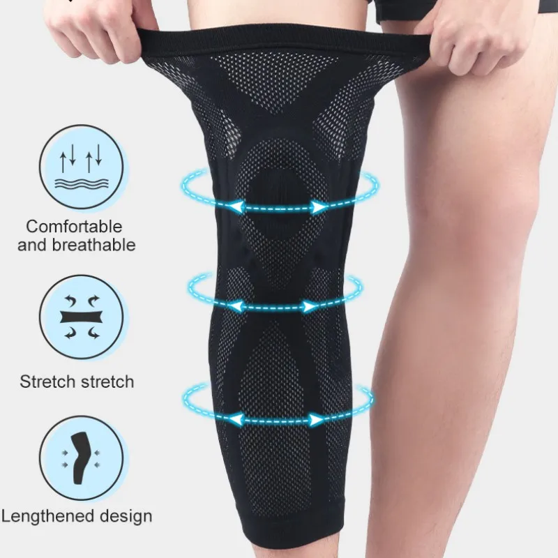 

Long Knee Pad Sleeve Anti-slip Breathable Knitted Leg Support Protector Basketball Fitness Sportswear Safety Accessories