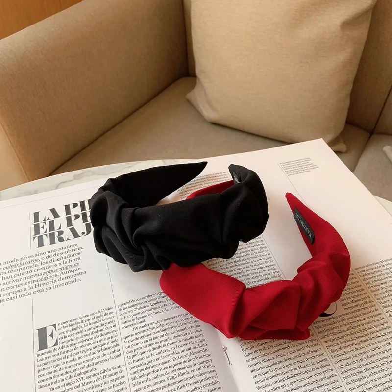 

Wide Ladies Female Knot Headbands For Girls Simple Solid Candy Color Cloth Hairbands Hair Hoop Women Adult Hair Band Accessories
