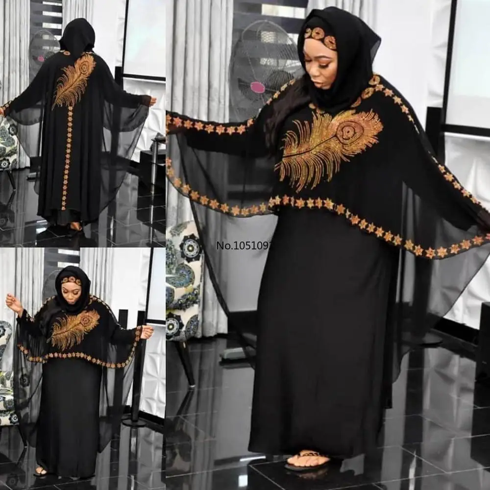 Платье Дашики в африканском стиле с бусинами накидка Abaya комплект из 2 предметов