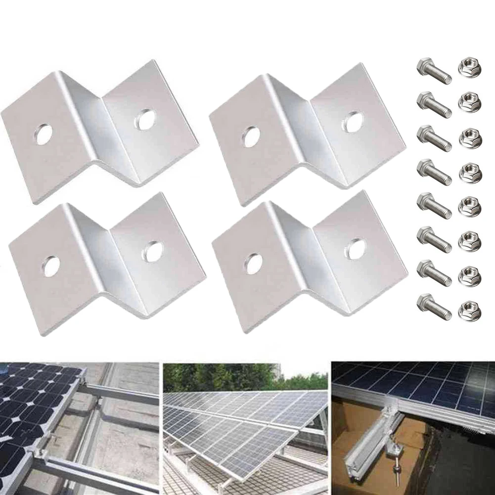 

4pcs Z Shape Metal Solar Panel Mounting Brackets 2 Hole with Hardware for RV House Boat Solar System Installation Accessories