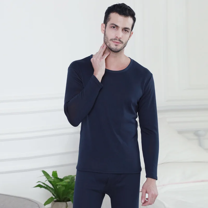 male-navy Jerrinut размера плюс женское/мужское термобелье L XL 2XL 3XL 4XL 5XL 6XL кальсоны для мужчин/женщин зимний комплект нижнего белья теплый - Цвет: male-navy