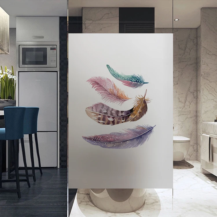 Оконная пленка по индивидуальному размеру декоративные цветные перья домашние