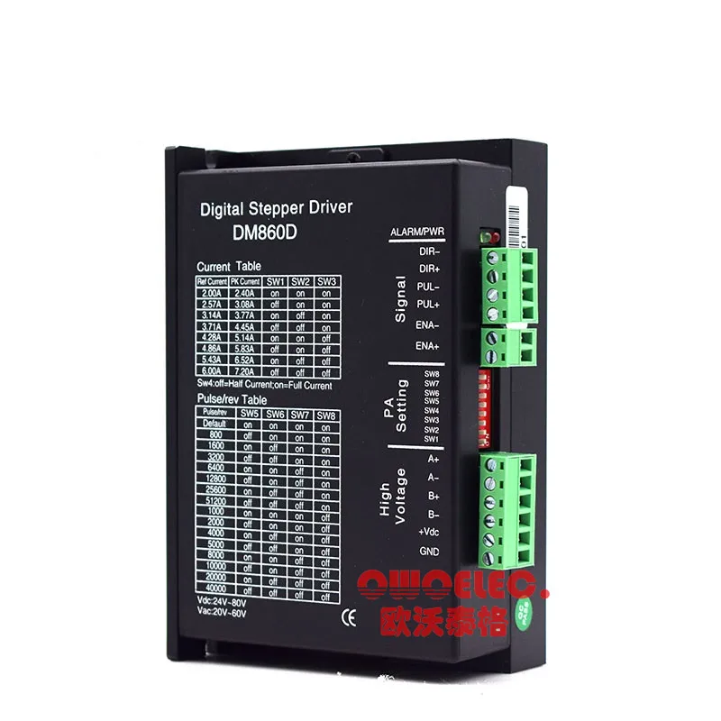 Драйвер двухфазного шагового двигателя DM860D ток 2 4 а входное напряжение 24 80 В