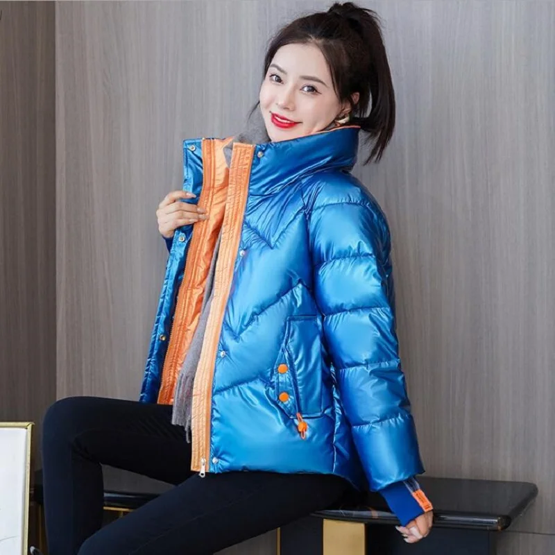 

Warm Short Cotton Padded Parkas Womens 2021 New Autumn Winter Coats Female Long Sleeves Elegant Overcoat