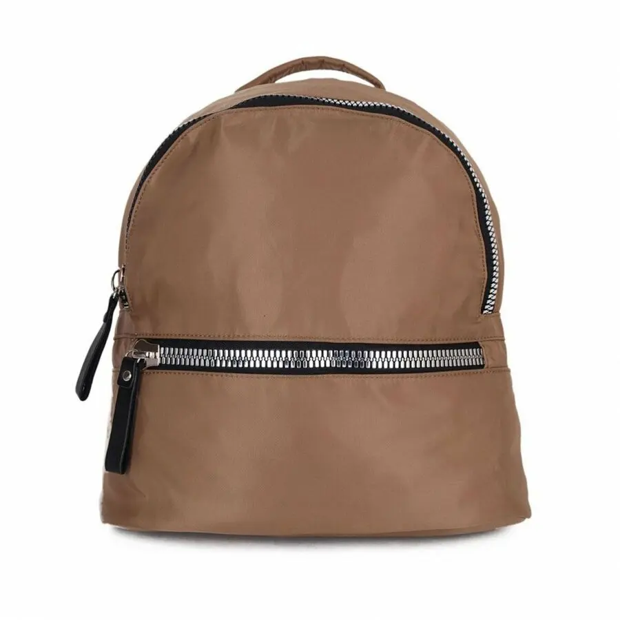

Bags for Women 2021 Fashion JACQULNE Women's silver backpack with zipper detail 1805-106 Woman Backpack Beige Free Shipping