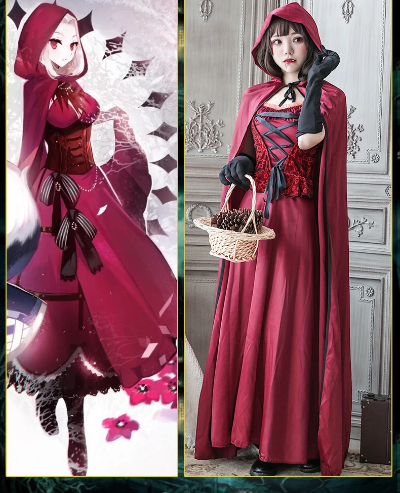 

TT Halloween Costume Little Red Riding Hood Cos Clothing Adult Female Role Playing Vampire Shawl Cape