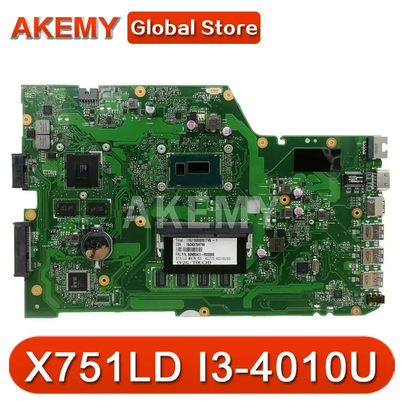 X751LD для ASUS X751LN X751LK Материнская плата ноутбука I3-4010U CPU 4GB RAM с GT820M материнская тест