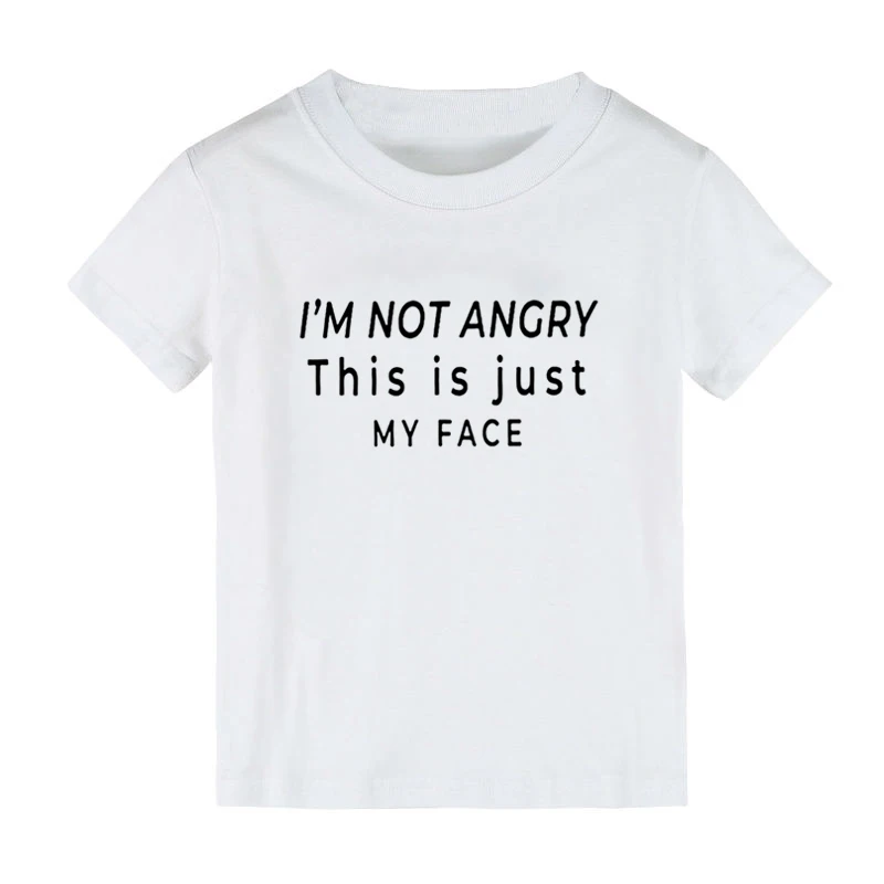 Детская футболка с принтом I'm not angry this is just my face рубашка для мальчиков и девочек