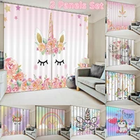 3d printing cartoon rainbow unicorn pattern decorative curtains suitable for childrens bedroom living room and other scenes