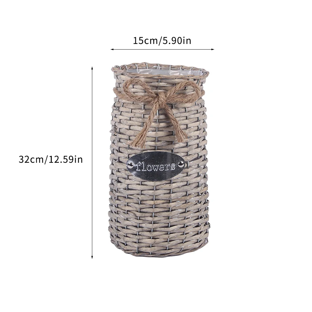 

Wicker Vase Rattan Vase for Flowers Straw Pots Basket for Garden Living Room Bedroom Silk Flower Holder Black White Grey Coffee