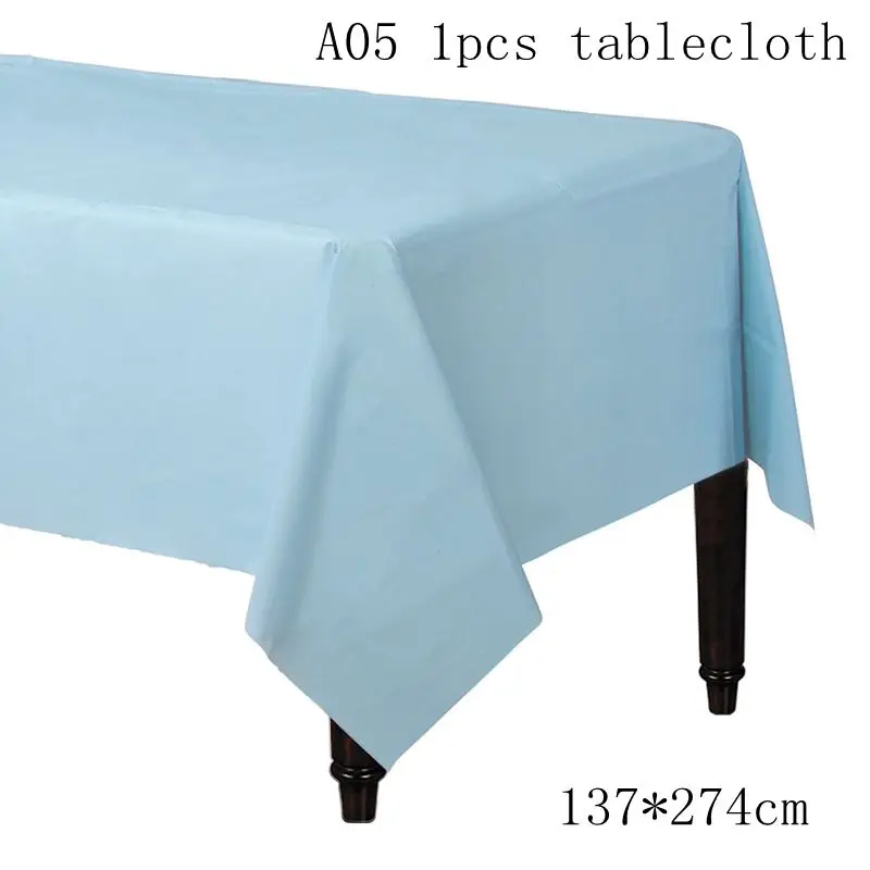 A05 1pcs tablecloth Одноразовая посуда для мальчиков или девочек, кружки, тарелки, салфетки, скатерть, гирлянда для вечеринки в честь рождения - Цвет: A05 1pcs tablecloth