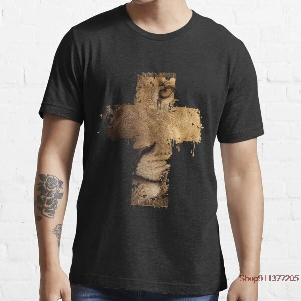 

Lion Cross Christian STRING 100% cotton summer men T shirts casual Khabib men Tshirt male cool t-shirt Khabib tee shirt