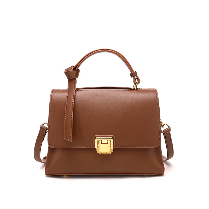 

Женская сумка на плечо с двумя отделениями, винтажная дизайнерская сумка из воловьей кожи с верхней ручкой и золотым замком