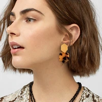 2019 trendy big leopard print acrylic drop earrings for women gold color bohemian acetate resin dangle earring jewelry brincos