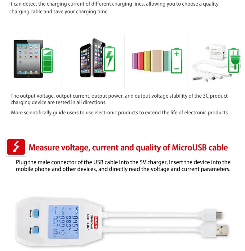 Uni-t USB тестер цифровой вольтметр Амперметр Напряжение тока Амперметр измеритель емкости доктор для Мобильный телефон планшет мощность