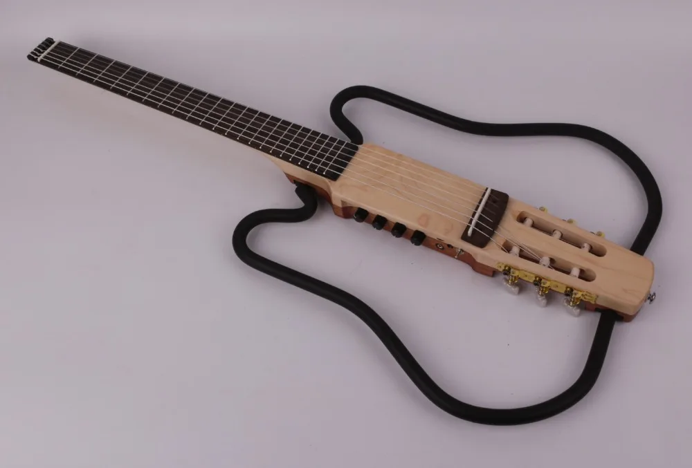 nylon string headless klassische klassische stille elektrische gitarre gebaut in wirkung reise tragbare falten faltbare kostenloser versand free globa