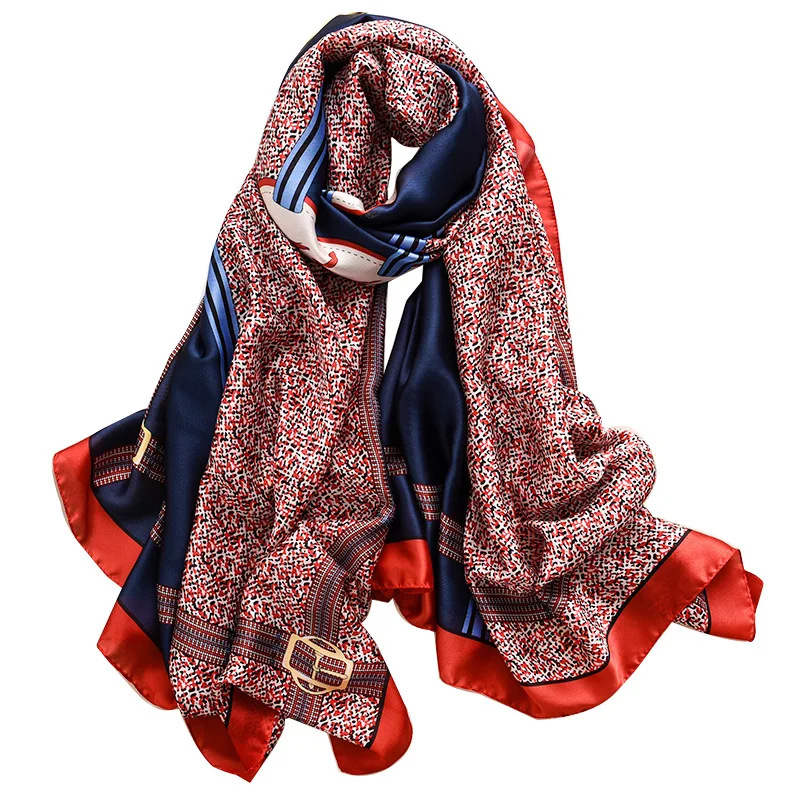 

Women Silk Scarf Luxury Print Chain Foulard Lady Pashmina Beach Cover Up Shawls Wraps Stole Scarves for Ladies 2020 Fashion
