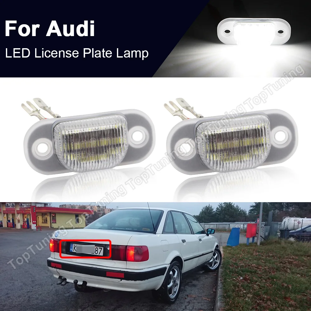 

2X LED Car License Number Plate Light Lamp For Audi 80 B4 1992-1996 Cabrio 1992- 2000 100/S4 1991-1994 C4 A6/S6 C4 1994 -1997