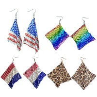 american independence day earring accessories french flag leopard rainbow sequin earrings nightclub party earrings for women