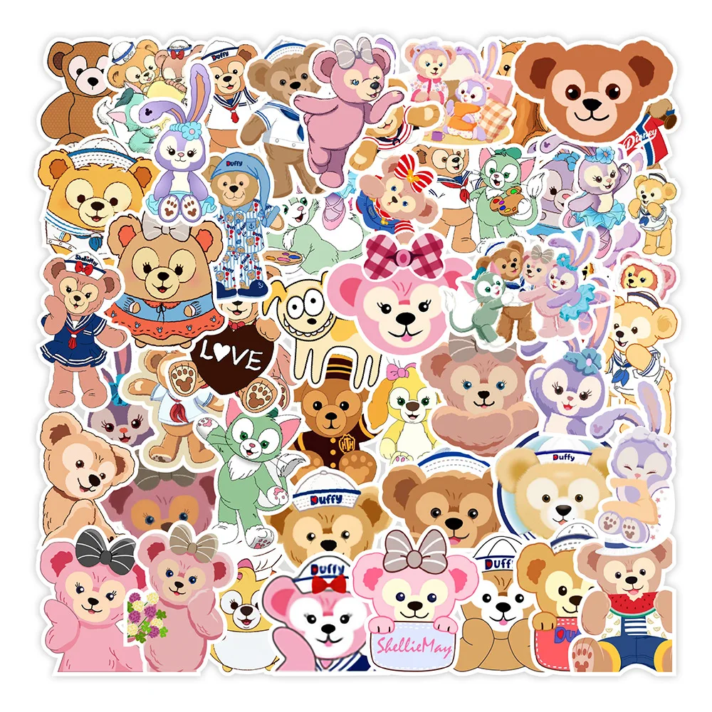 

50Pcs Kawaii Duffy Cartoon Stickers Anime Waterproof Laptop Pad Bicycle Gift for Girls Sticker Guitar Stationery Book Sticker