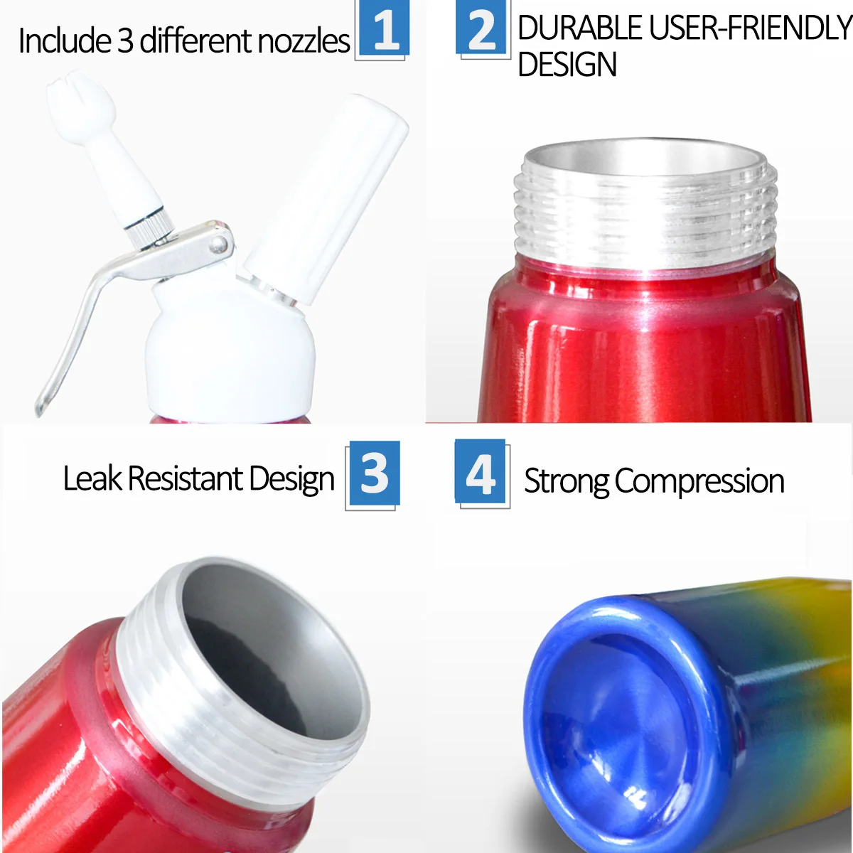 500 мл Алюминиевый дозатор для взбитых сливок кухонный профессиональный крем