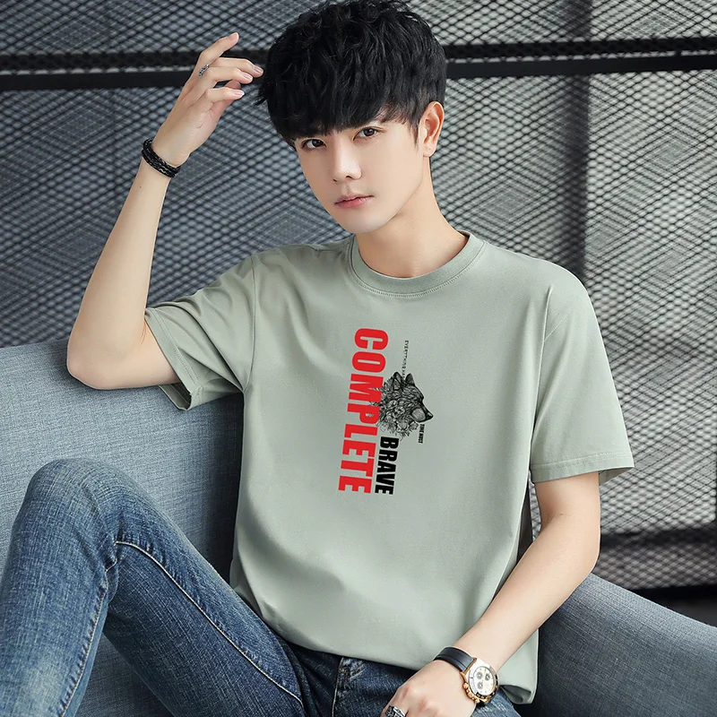 

2021 New Fashion Hot Sale Cotton Material Printing Men's Sports Fitness Breathable Street Hip-Hop Short-sleeved Spring And Summe
