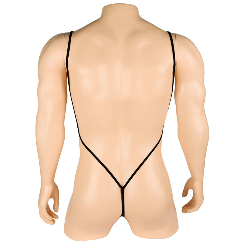 Mens Underwear Transparent Ultra Thin Mesh Camisole One Piece Halter Male Bellyband See Throught Sexy Lingerie Backless Bodysuit