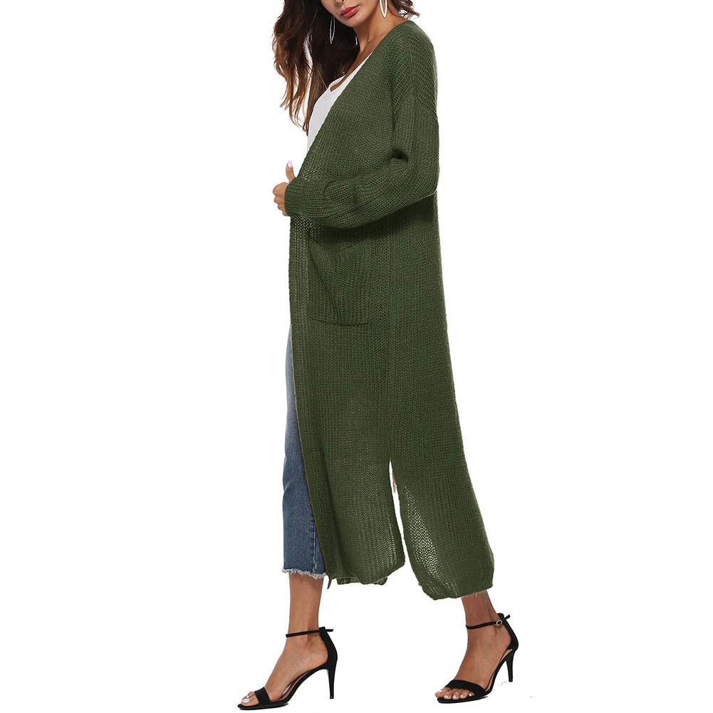 Простой Для женщин осень карманы шерстяная пряжа вязаное Покрывало русалочка