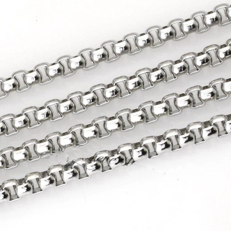 

2/3/4/5/7MM Wholesale Box Link Chain Metal Stainless Steel Silver Color Necklace Bracelet Fashion Jewelry Custom Size 7-40inch