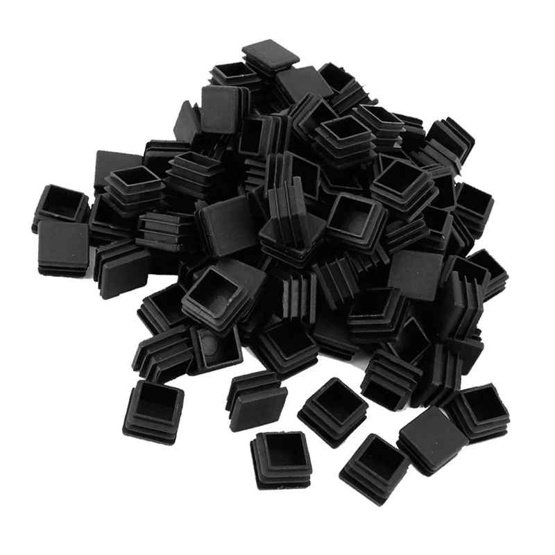 

100pcs Plastic Square Tube Inserts End Blanking Caps 20mm x 20mm Black
