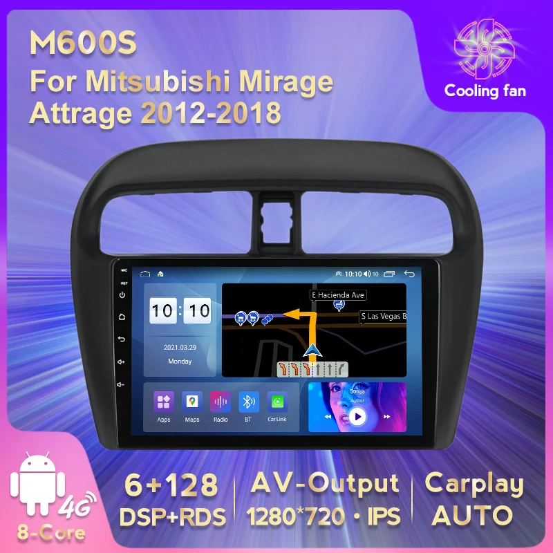 Android 11 6G+128G Car Multimedia Player Audio Radio For Mitsubishi Mirage Attrage 2012-2018 Video | Автомобили и мотоциклы