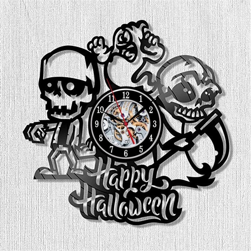 Хэллоуин украшение Череп Призрак Дизайн Виниловая запись настенные часы