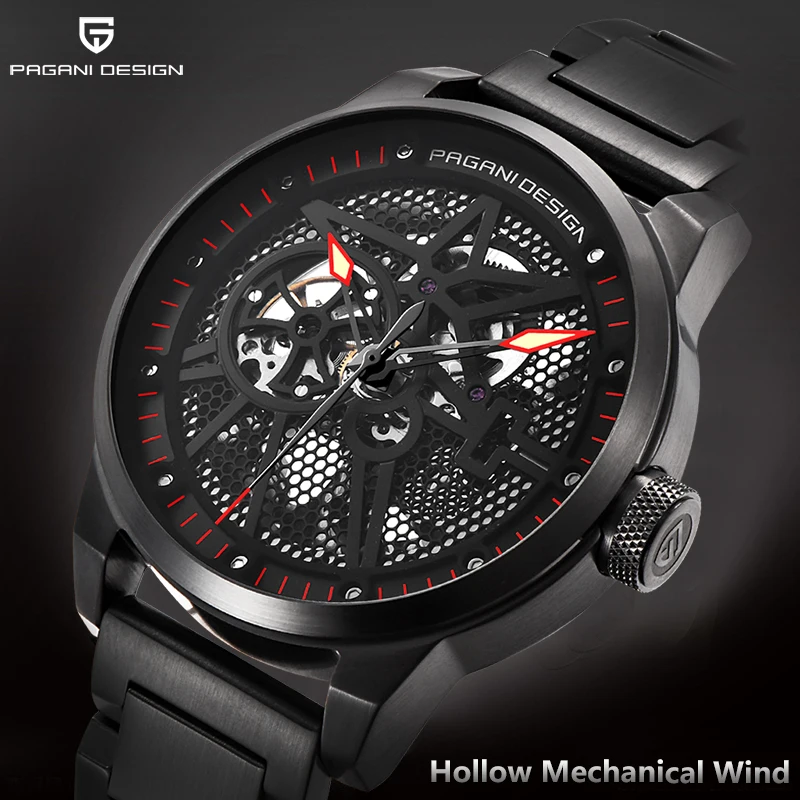 Часы наручные PAGANI Мужские автоматические брендовые стальные с турбийоном