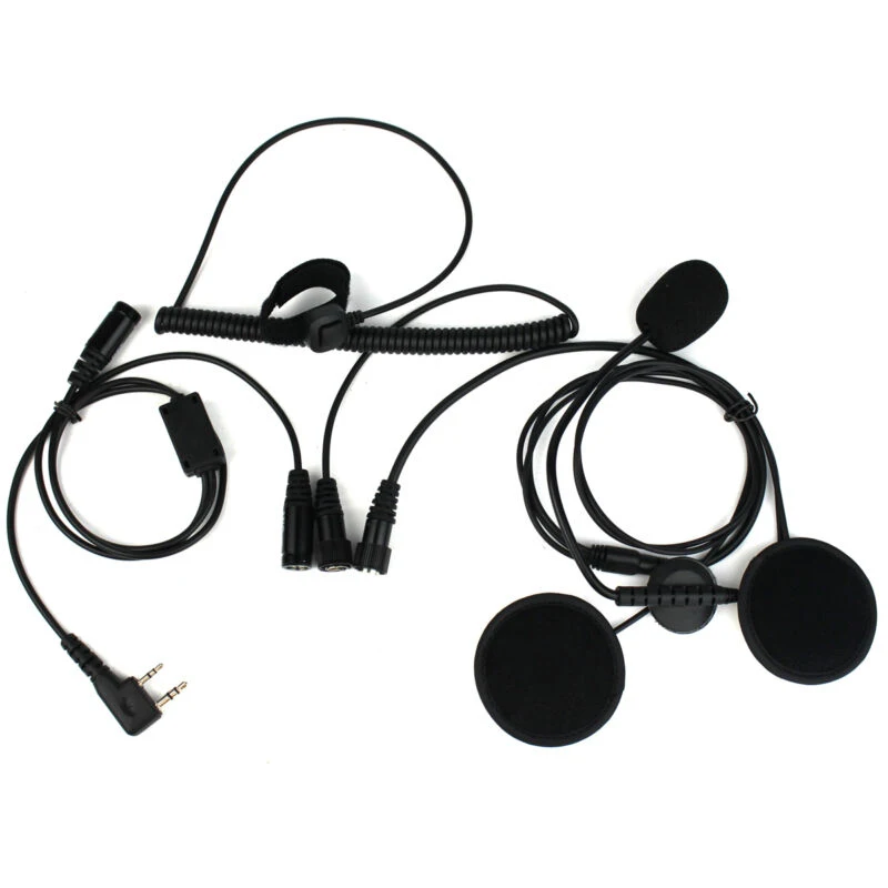 

2-Pin Finger PTT Motorcycle Helmet Earpiece Headset Dual Speakers For BAOFENG