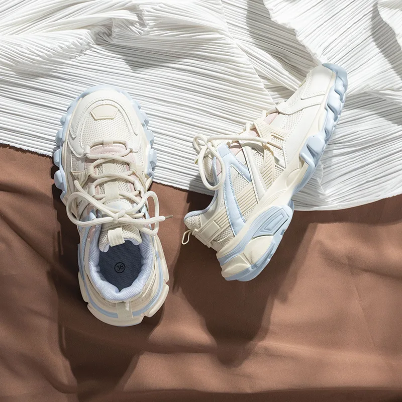 

Chunky White Sneakers Women's Sports Shoes Casual Thick Bottom Woman Vulcanize Shoes Breathable Height Increase Platform Shoes