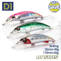 d1 sea fishing heavy sinking lure 92mm 49g 110mm 60g jerk minnow bait for fishing tuna forefish and dolphin fish depth 1 54 0m